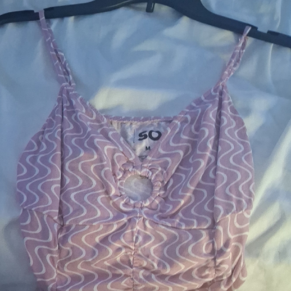 SO Women's Pink and White Swirl Camisole